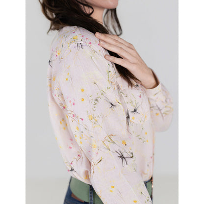 Dapplebay Dragonfly Meadow Breezy Button Up Top-Light Pink