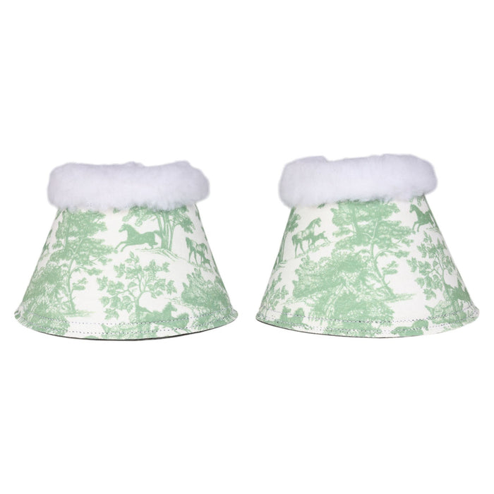 Dapplebay Equestrian Toile Bell Boots-Green/White