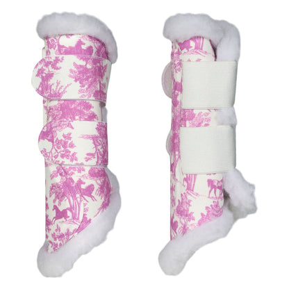 Dapplebay Equestrian Toile Brush Boots-Rose/White