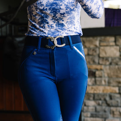 Dapplebay Equestrian Toile Full Seat Breeches-Bright Navy