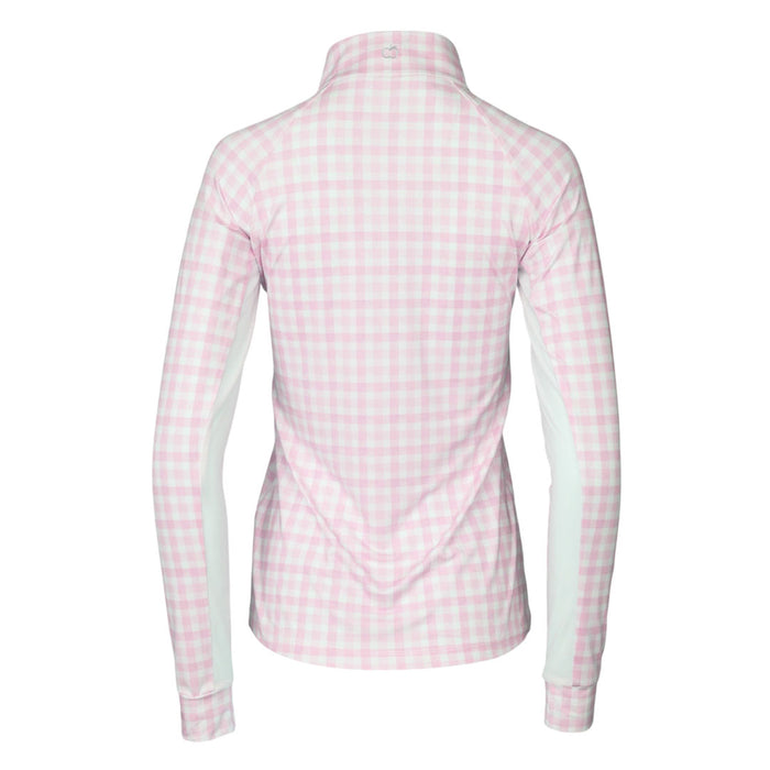 Dapplebay Gingham 1/4 Zip Riding Top - Long Sleeve-Pink/White