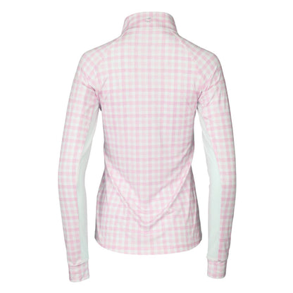 Dapplebay Gingham 1/4 Zip Riding Top - Long Sleeve-Pink/White