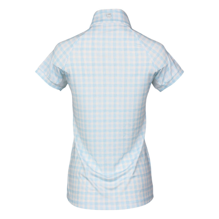 Dapplebay Gingham 1/4 Zip Riding Top - Short Sleeve-Blue/White