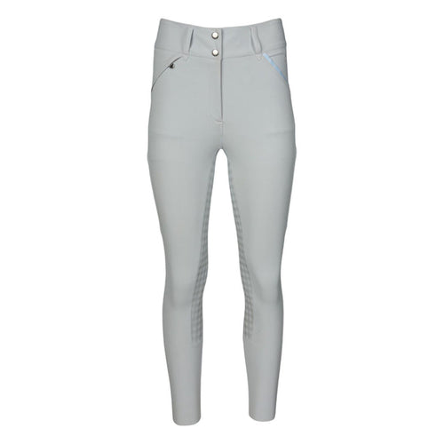 Dapplebay Gingham Compression Full Seat Breeches-Light Grey