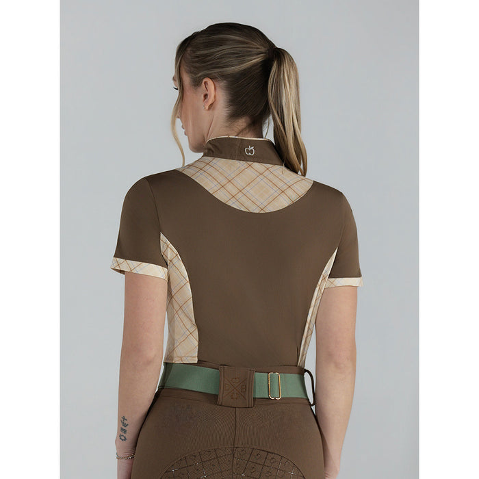 Dapplebay Grace 1/4 Zip SS Riding Top-Chestnut/Spring Plaid