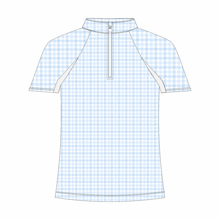 Dapplebay Kids Blue Gingham 1/4 Zip - Short Sleeve-Breeches.com