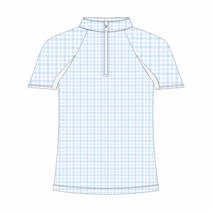 Dapplebay Kids Blue Gingham 1/4 Zip - Short Sleeve-Breeches.com