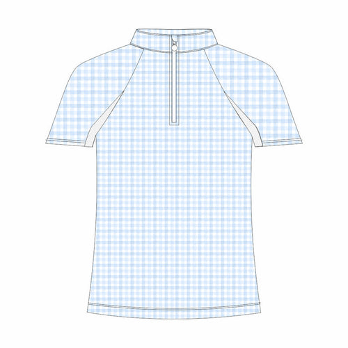 Dapplebay Kids Blue Gingham 1/4 Zip - Short Sleeve-Breeches.com