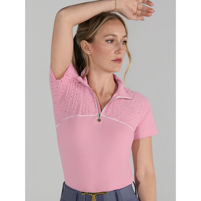Dapplebay Lady 1/4 Zip Aircut SS Riding Top-Ballet Pink