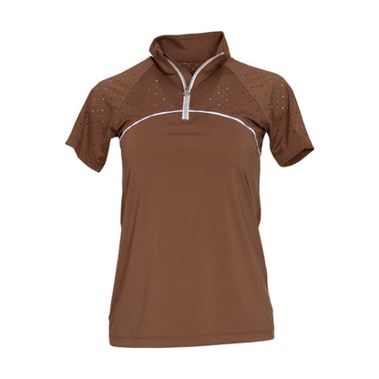 Dapplebay Lady 1/4 Zip Aircut SS Riding Top-Chestnut