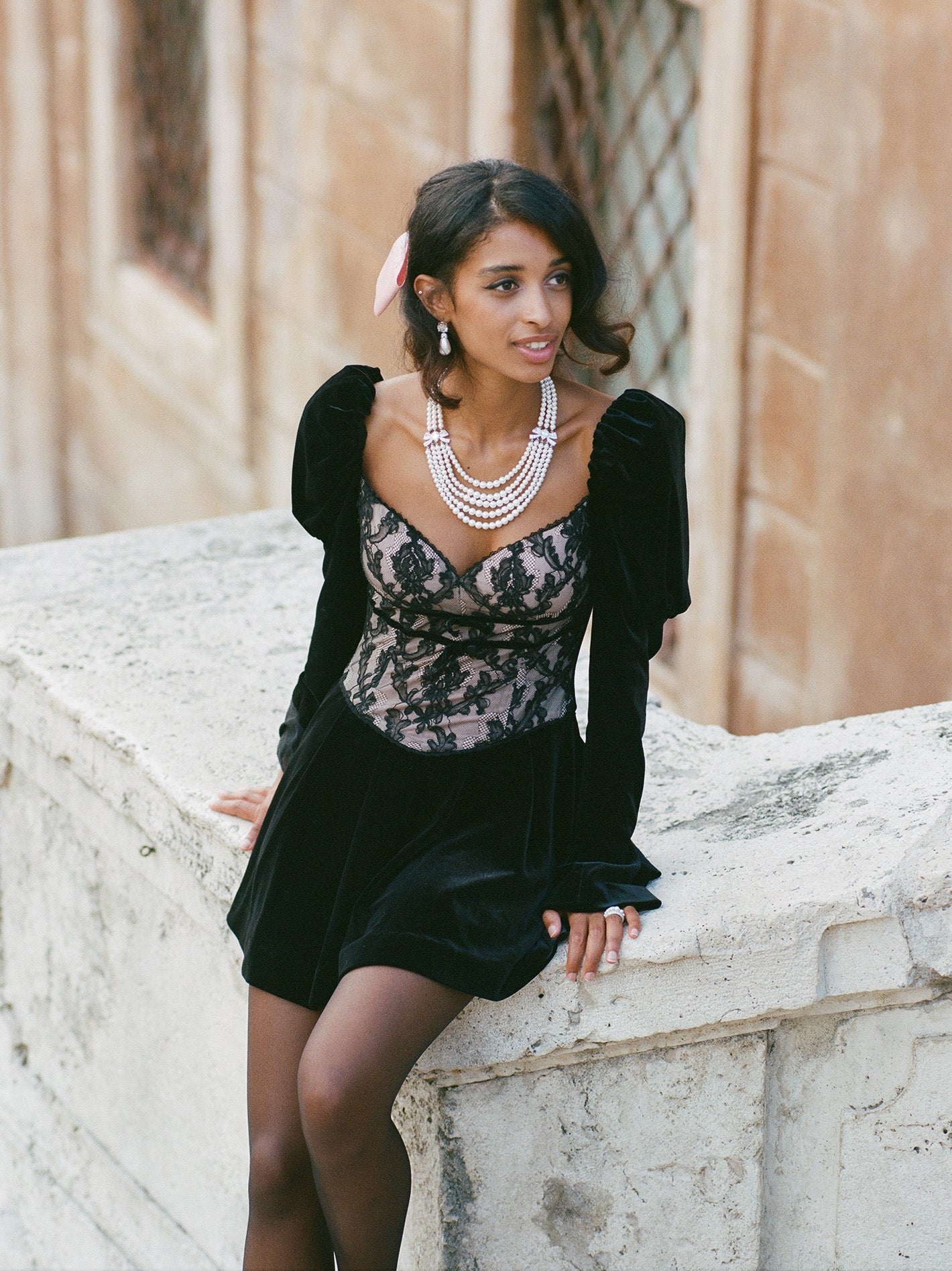 Evelyn Velvet Dress (Black) (Final Sale)
