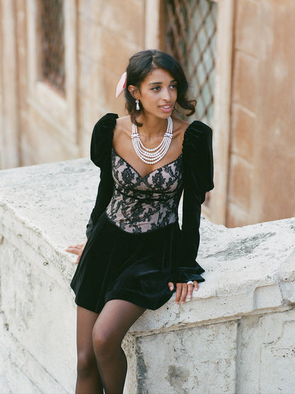 Evelyn Velvet Dress (Black) (Final Sale)