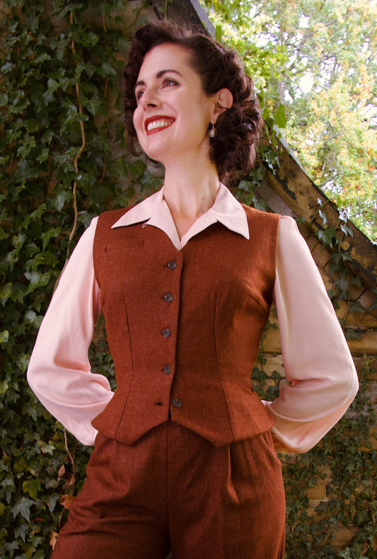 Margot Fitted Waistcoat - Maple Wool Blend