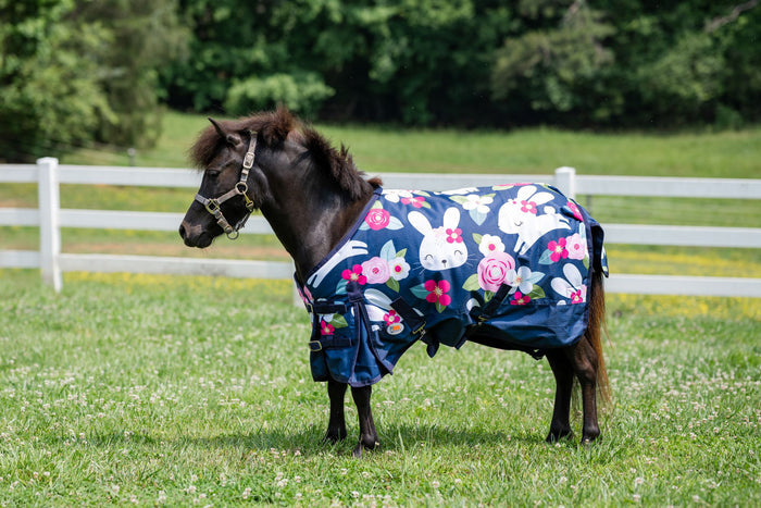 Miller's Standard Neck Rabbit Print Pony Turnout Blanket 1200D 200 GSM Polyfill- Royal- 63