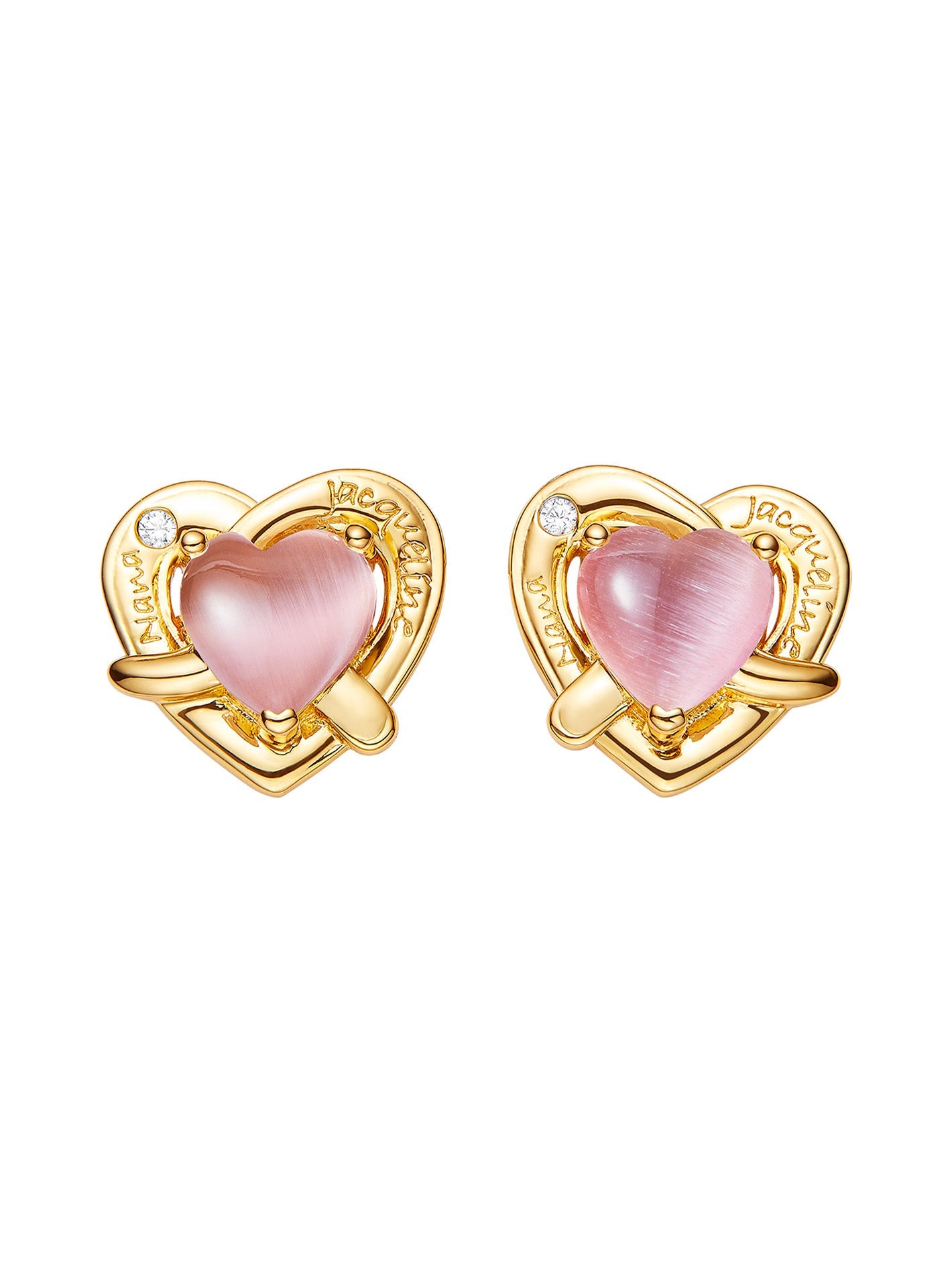 Ambre Heart Earrings (Pink)