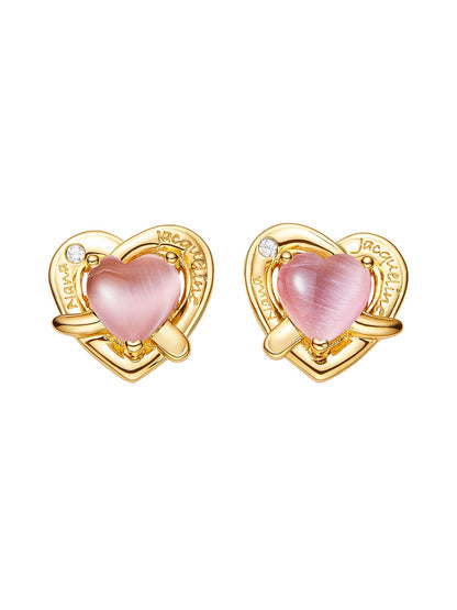 Ambre Heart Earrings (Pink)