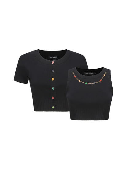 Kennedy Knit Top Set (Black) (Final Sale)