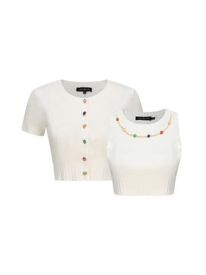 Kennedy Knit Top Set (White) (Final Sale)