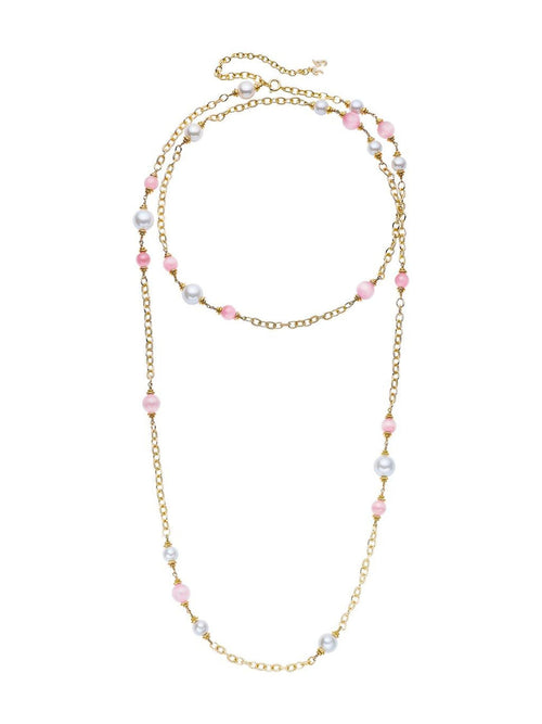 Isabella Pearl Necklace (Pink) (Final Sale)