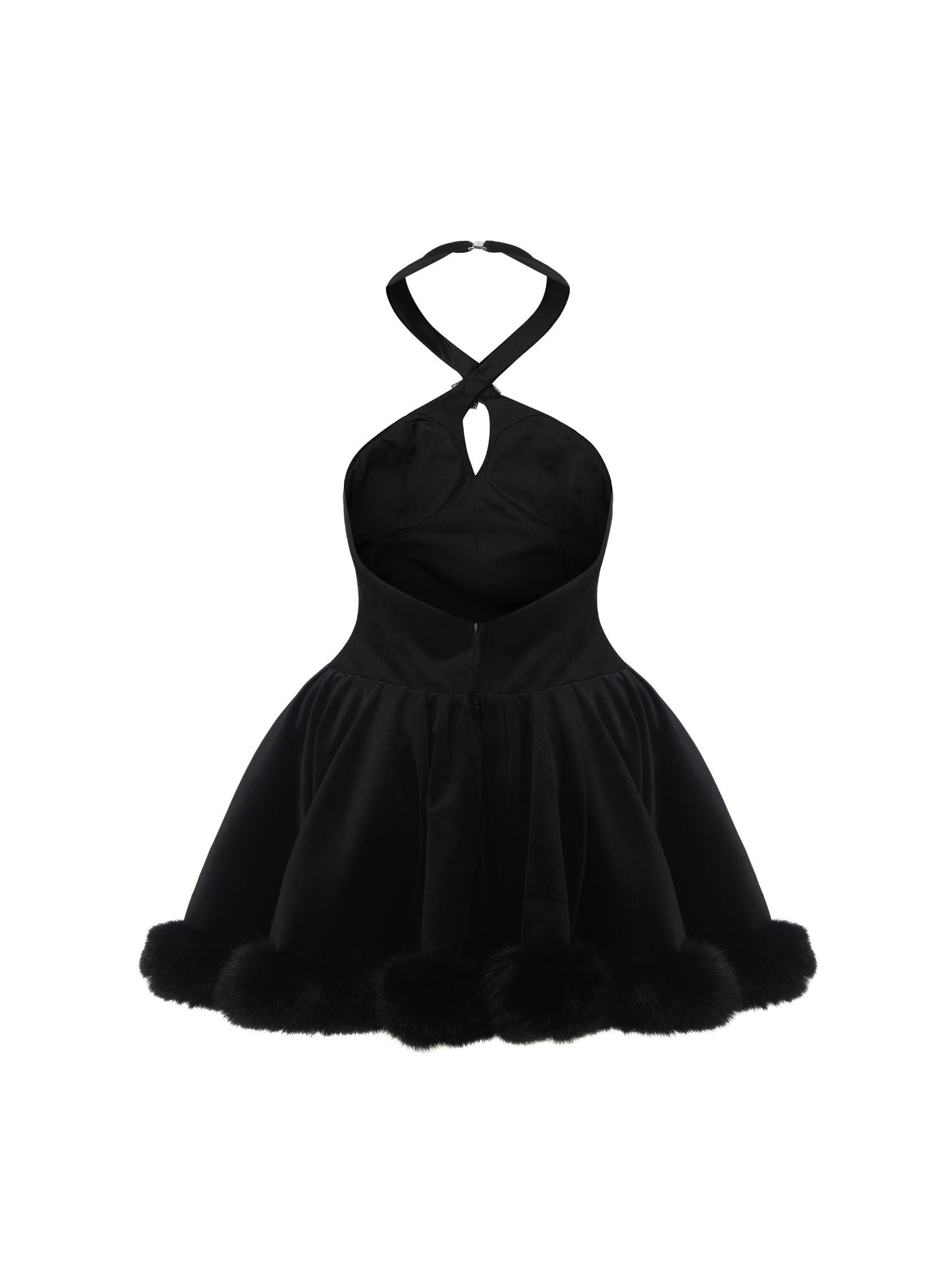 Juliet Velvet Halter Dress (Black)  (Final Sale)