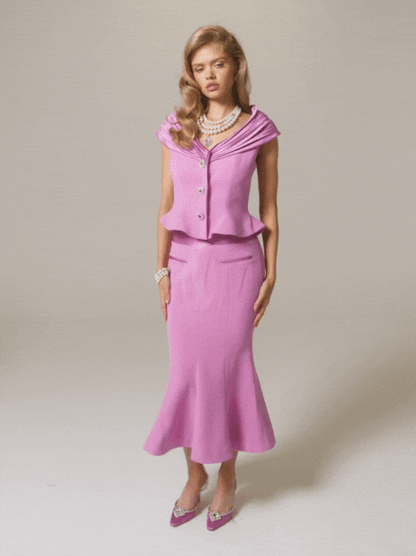 Belle Satin Top (Pink) (Final Sale)