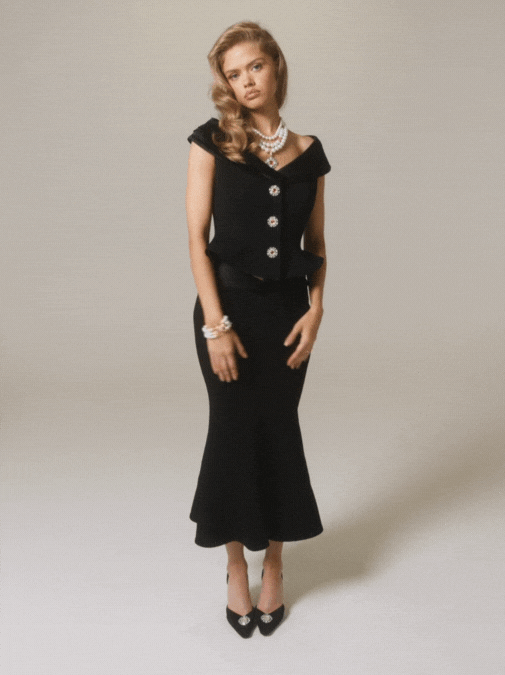 Belle Satin Top (Black) (Final Sale)