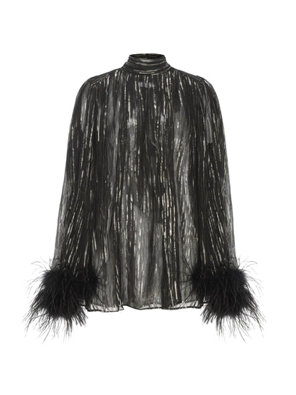 Keira Feather Top (Black) (Final Sale)