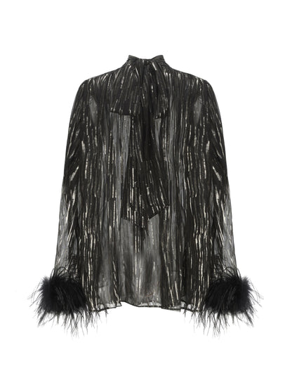 Keira Feather Top (Black) (Final Sale)