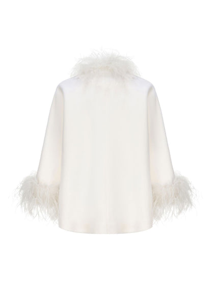 Angelica Feather Coat (White) (Final Sale)