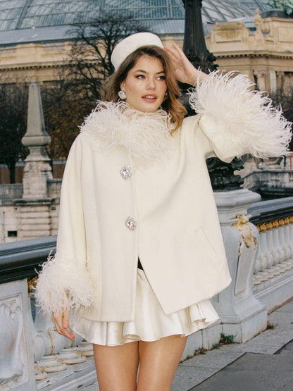 Angelica Feather Coat (White) (Final Sale)
