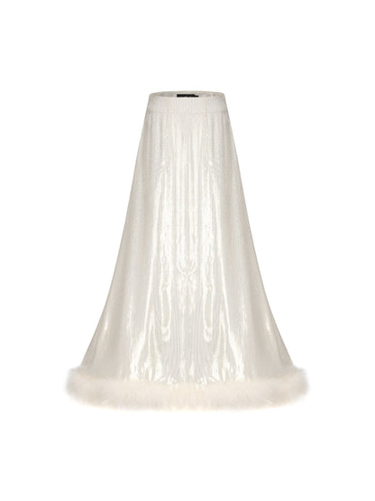 Christina Velvet Skirt  (White)