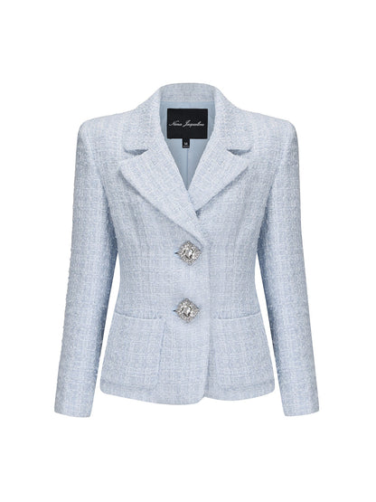 Maya Textured Lapel Blue Suit Jacket (Final Sale)
