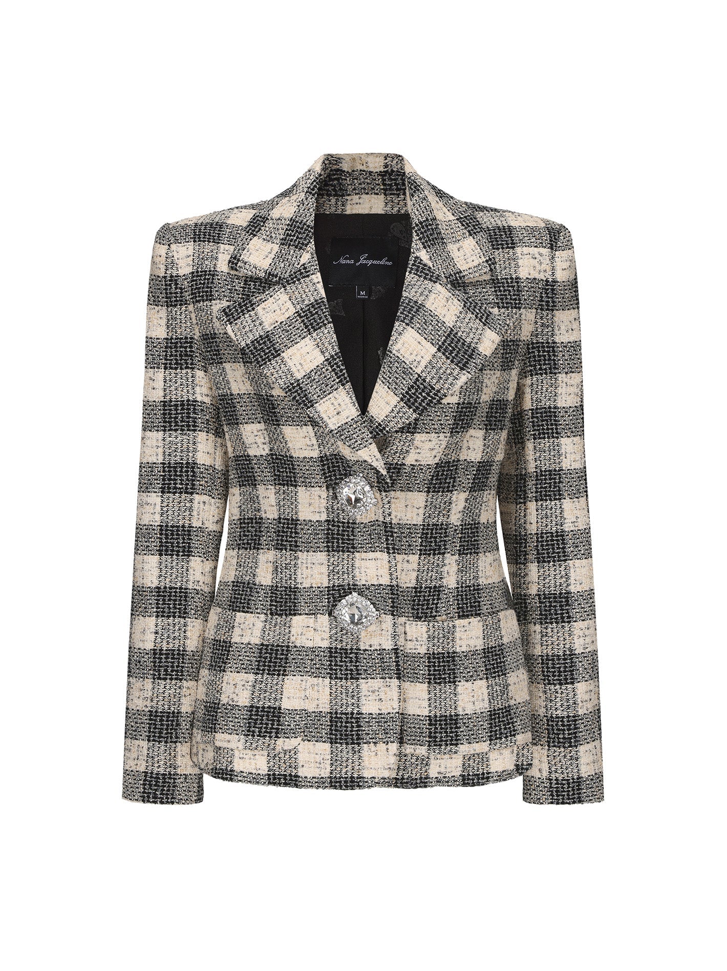 Maya Textured Lapel Black Checkered Suit Jacket (Final Sale)