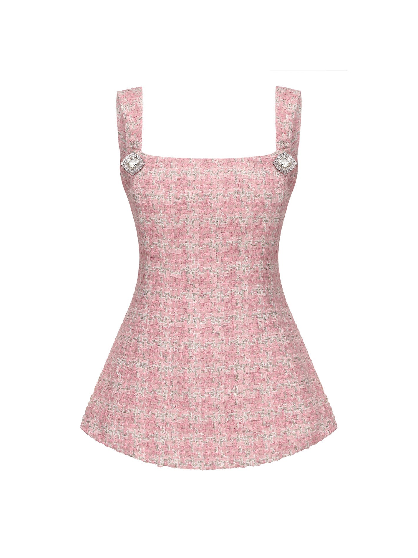 Annabella Textured Woven Pink Checkered Bow Top (Final Sale)