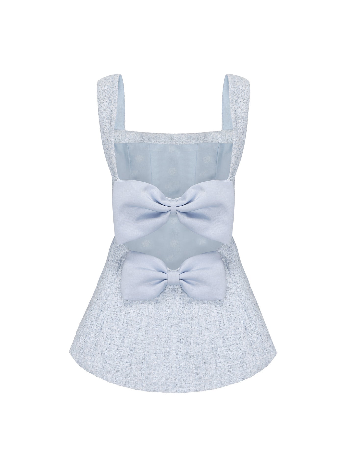 Annabella Textured Woven Blue Bow Top (Final Sale)