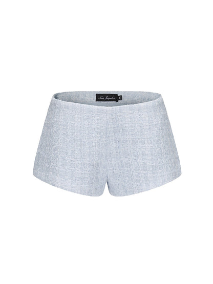 Annabella Textured Blue Woven Shorts (Final Sale)