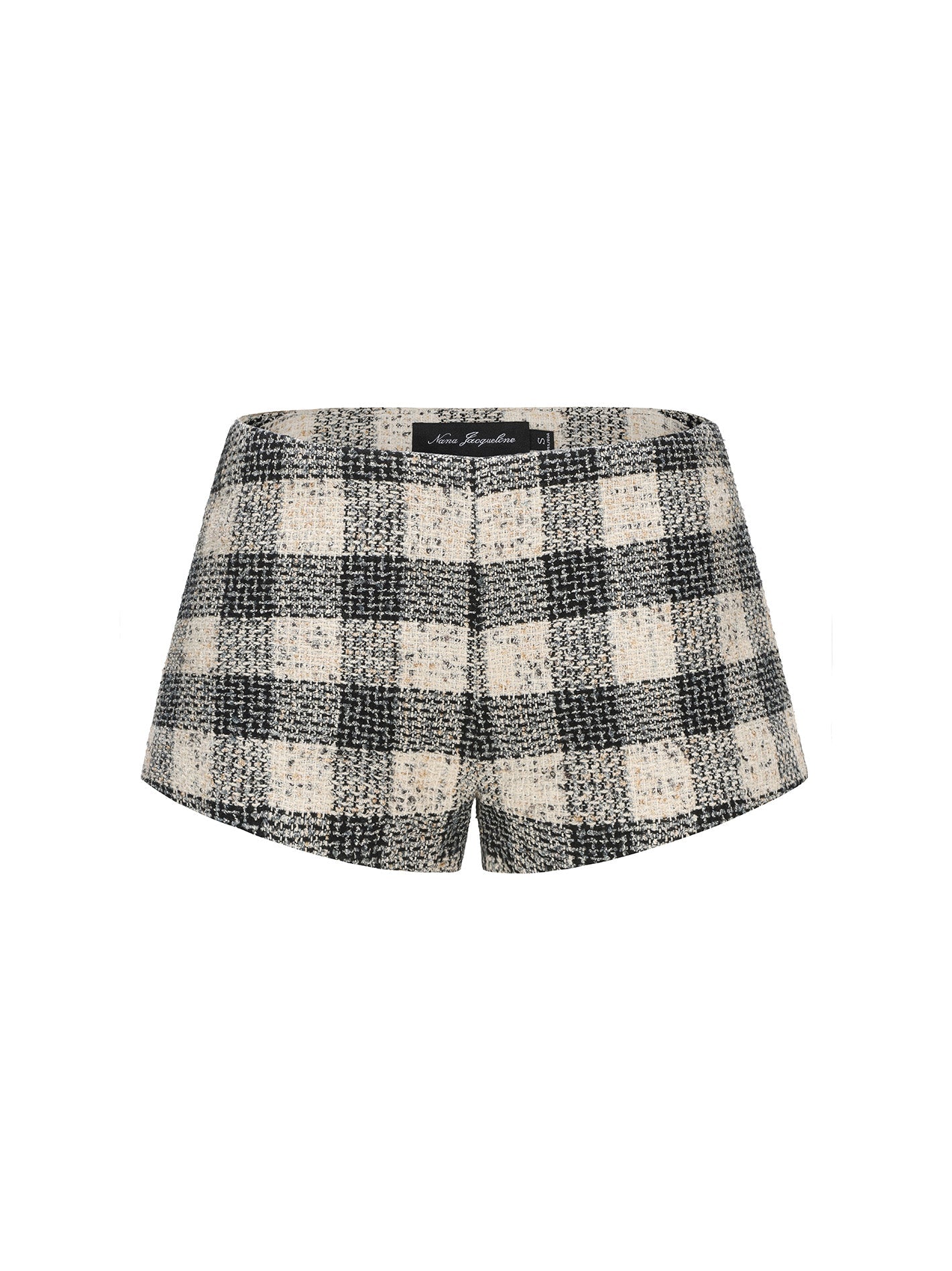 Annabella Textured Black Checkered Woven Shorts (Final Sale)