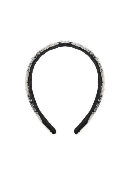 Elsa Woven Black Checkered Knit Headband