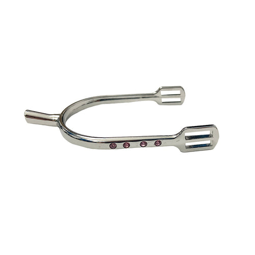 TuffRider Aluminum Bling Spurs With Strap- Pink Crystals- Breeches.com